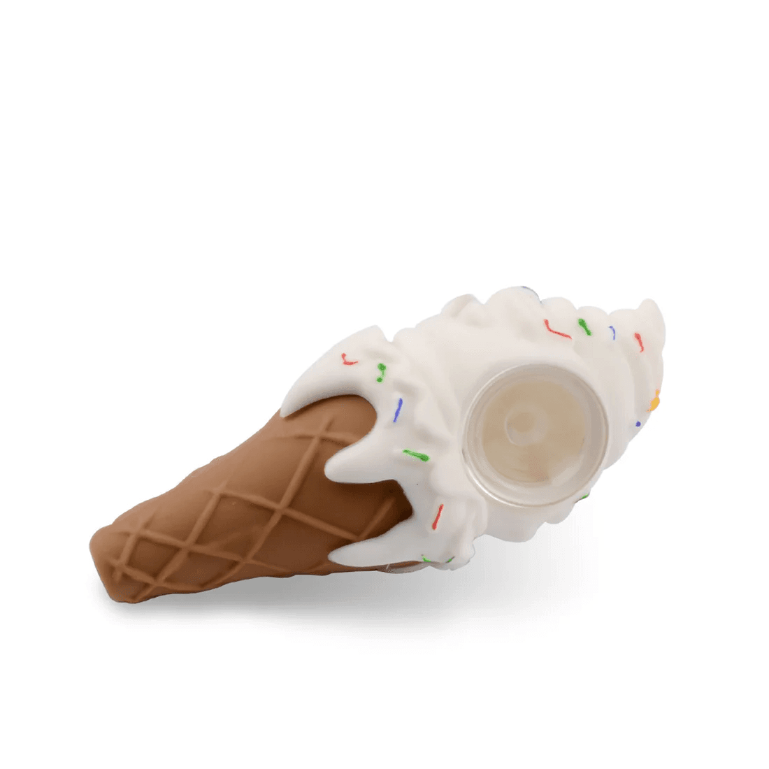Cream Cone Pipe W/ Glass