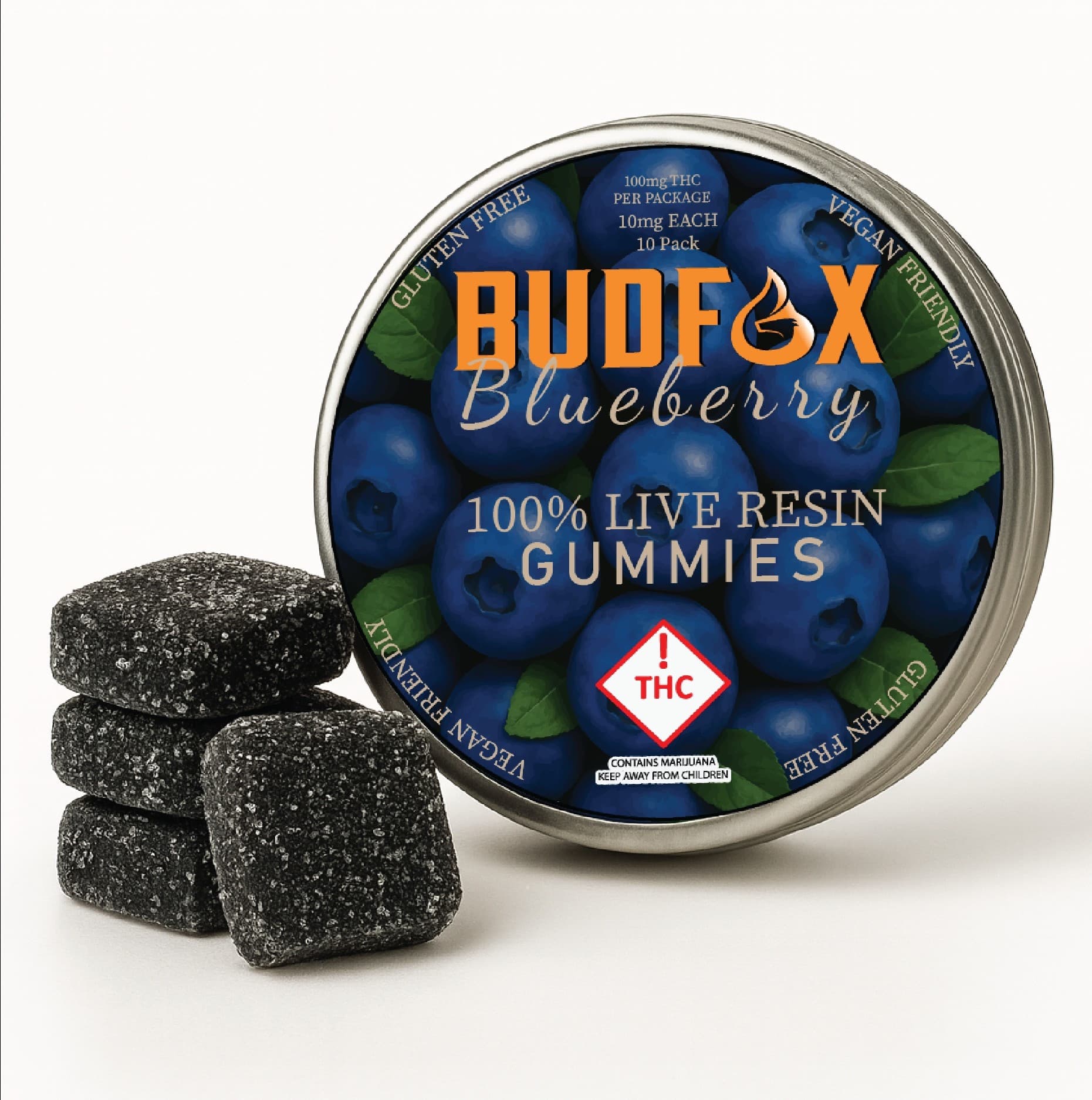 Bud Fox Supply Co. Live Resin Gummies 100mg - Blueberry (Hybrid)