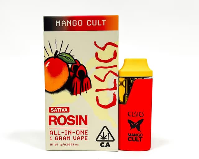 CLSICS Rosin & Rosin Infused Pre Rolls Mango Cult | 1g Live Rosin AIO