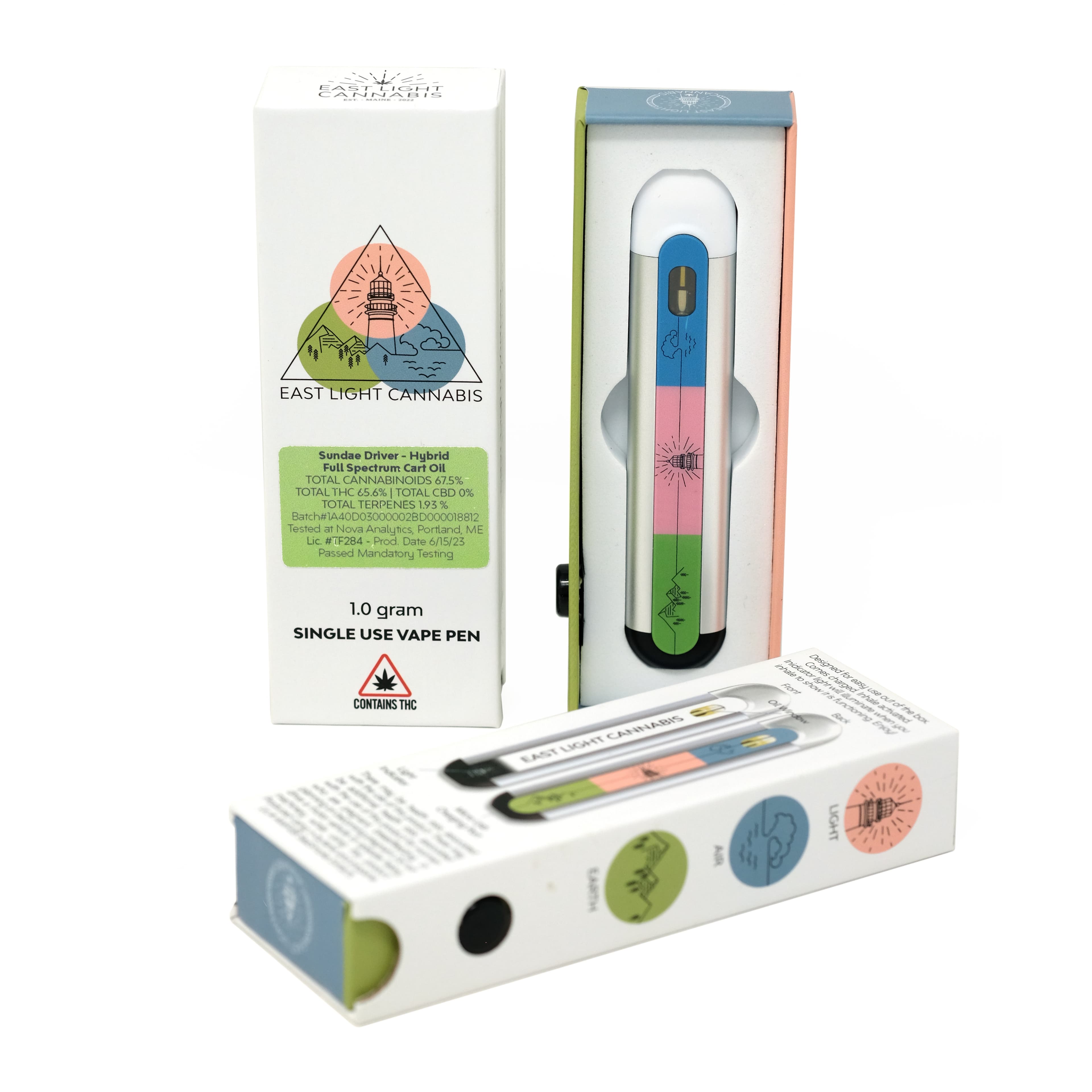 East Light Cannabis Watermelon Bubble Gum - Distillate Disposable - 1g