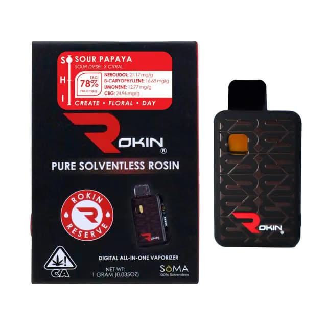 Rokin Cannabis Sour Papaya | 1g Reserve Rosin AIO