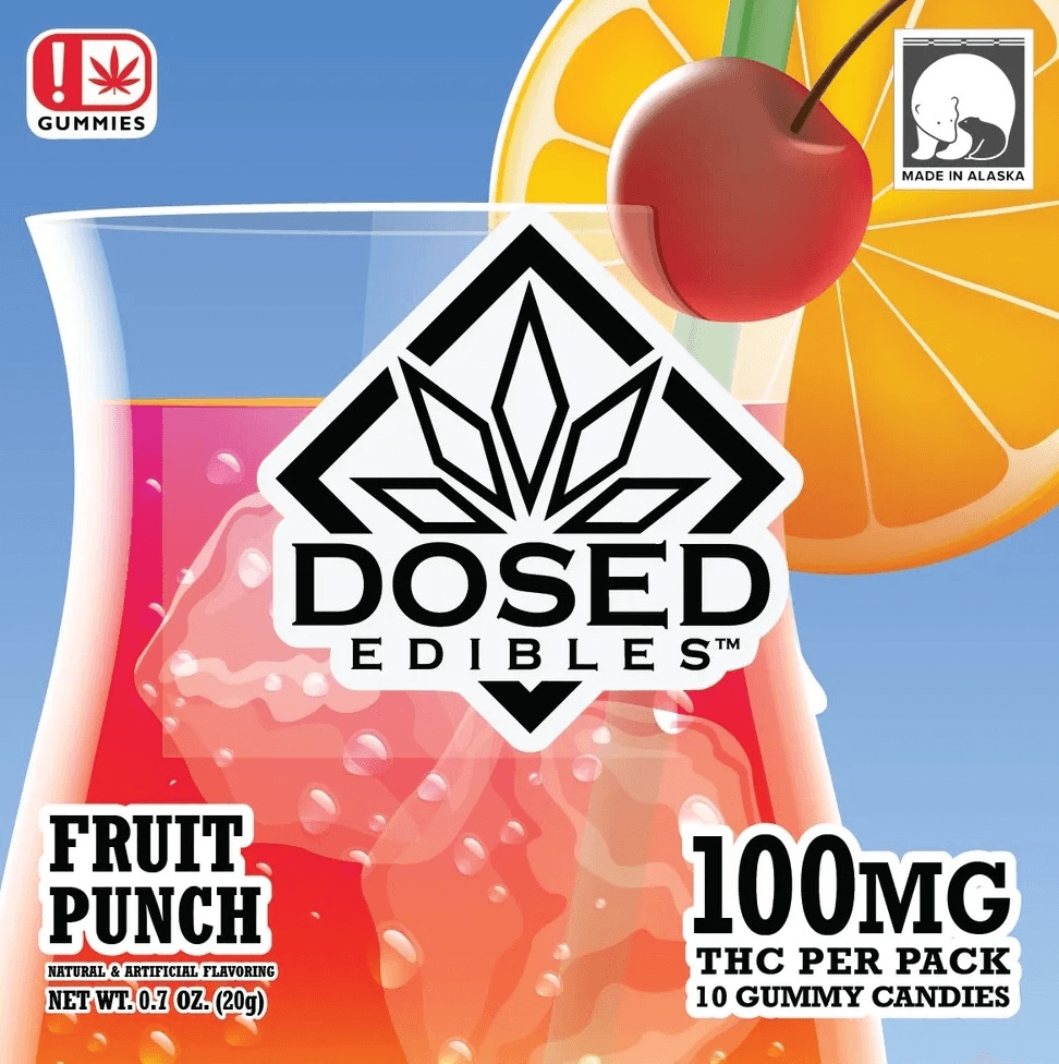 Dosed Edibles Fruit Punch (100mg) Hybrid Gummies 10pk by Dosed Edibles