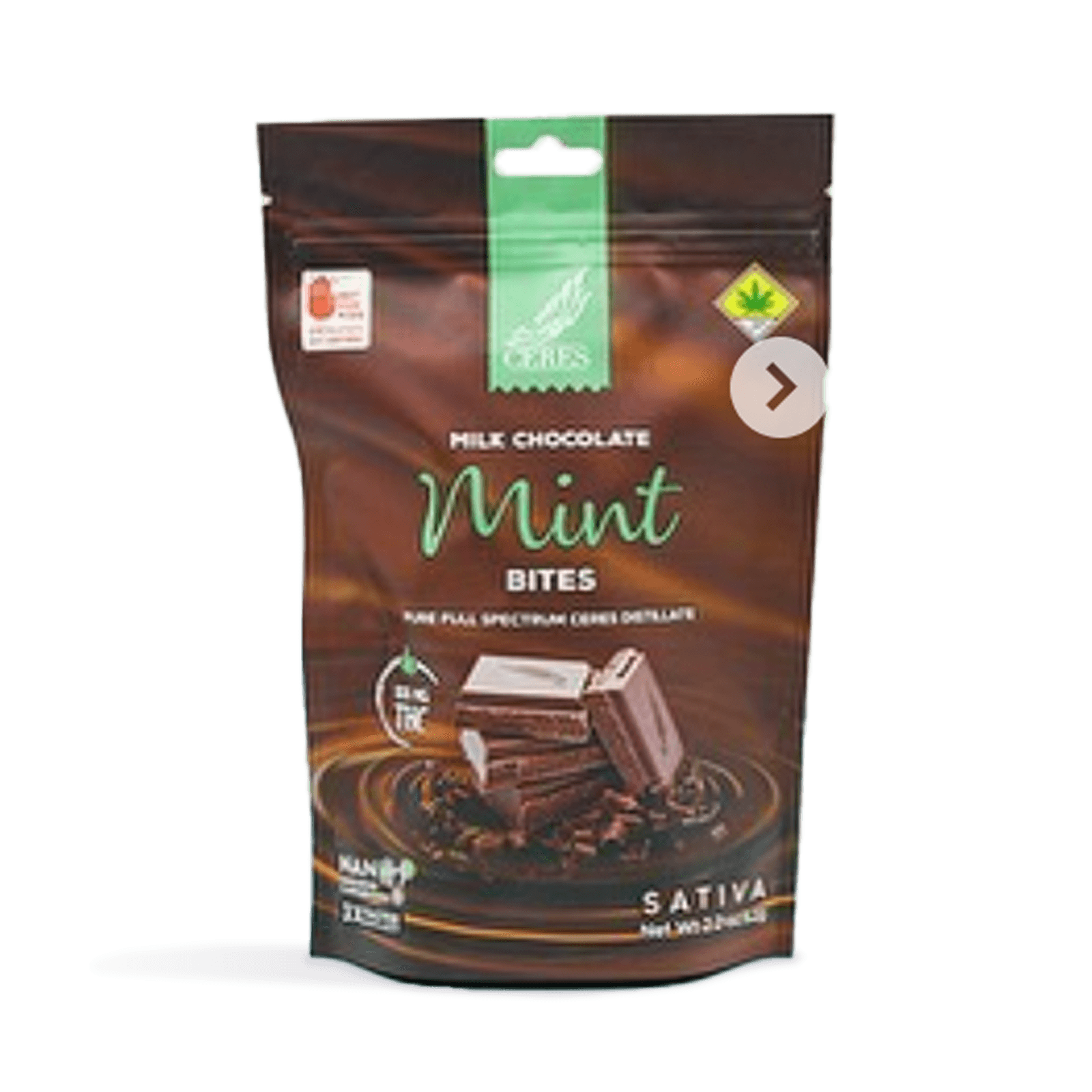Ceres Mint Chocolate Sativa Bites 10-Pack | 100mg