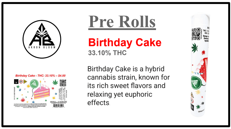Akron Bloom Akron Bloom - Pre-Roll - Birthday Cake (H) - 1g