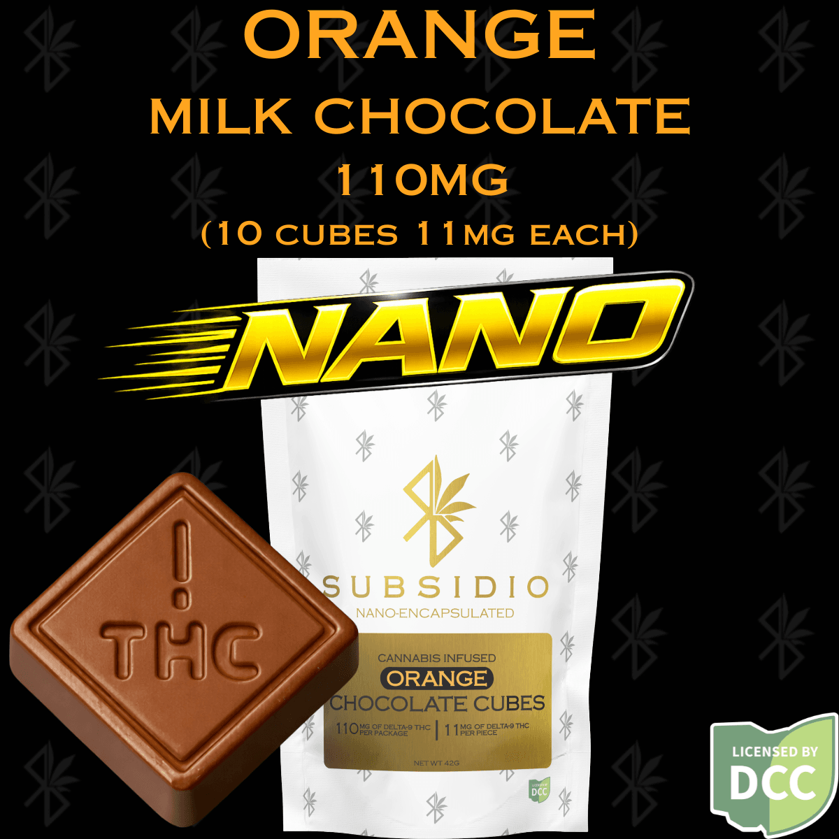 Subsidio Nano-THC Infused Orange Milk Chocolates | 110mg | 10pk