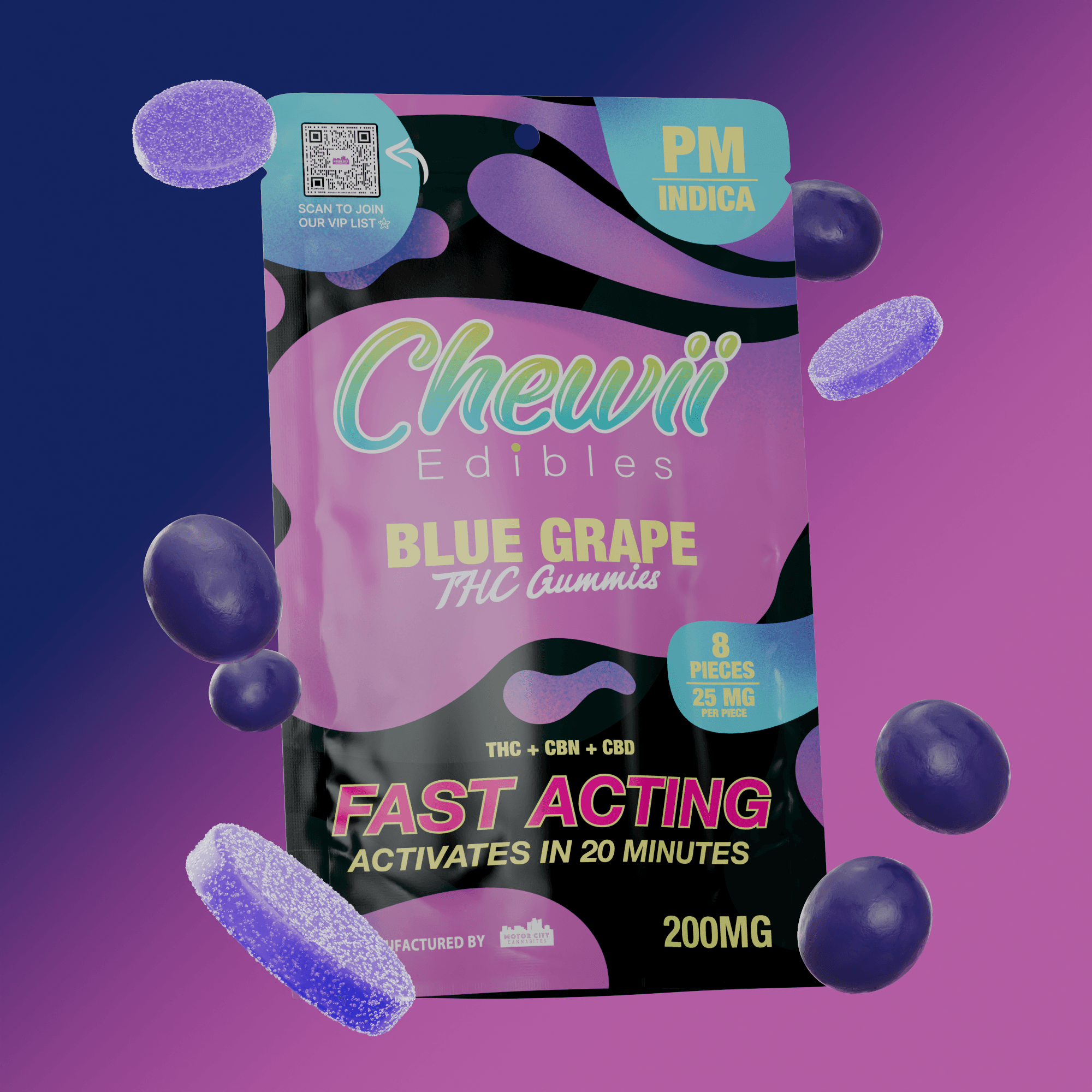 Chewii BLUE GRAPE | FAST ACTING GUMMIES | 200MG