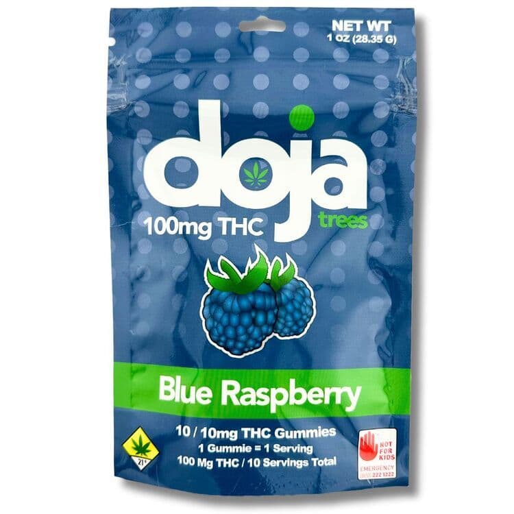 Doja Trees Blue Raspberry 100mg 10pk Gummy Edibles (Doja Trees)