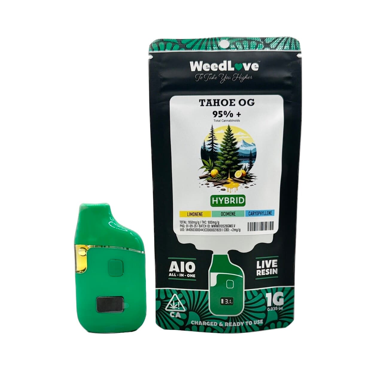 WeedLove TAHOE OG LIVE RESIN AIO 1G
