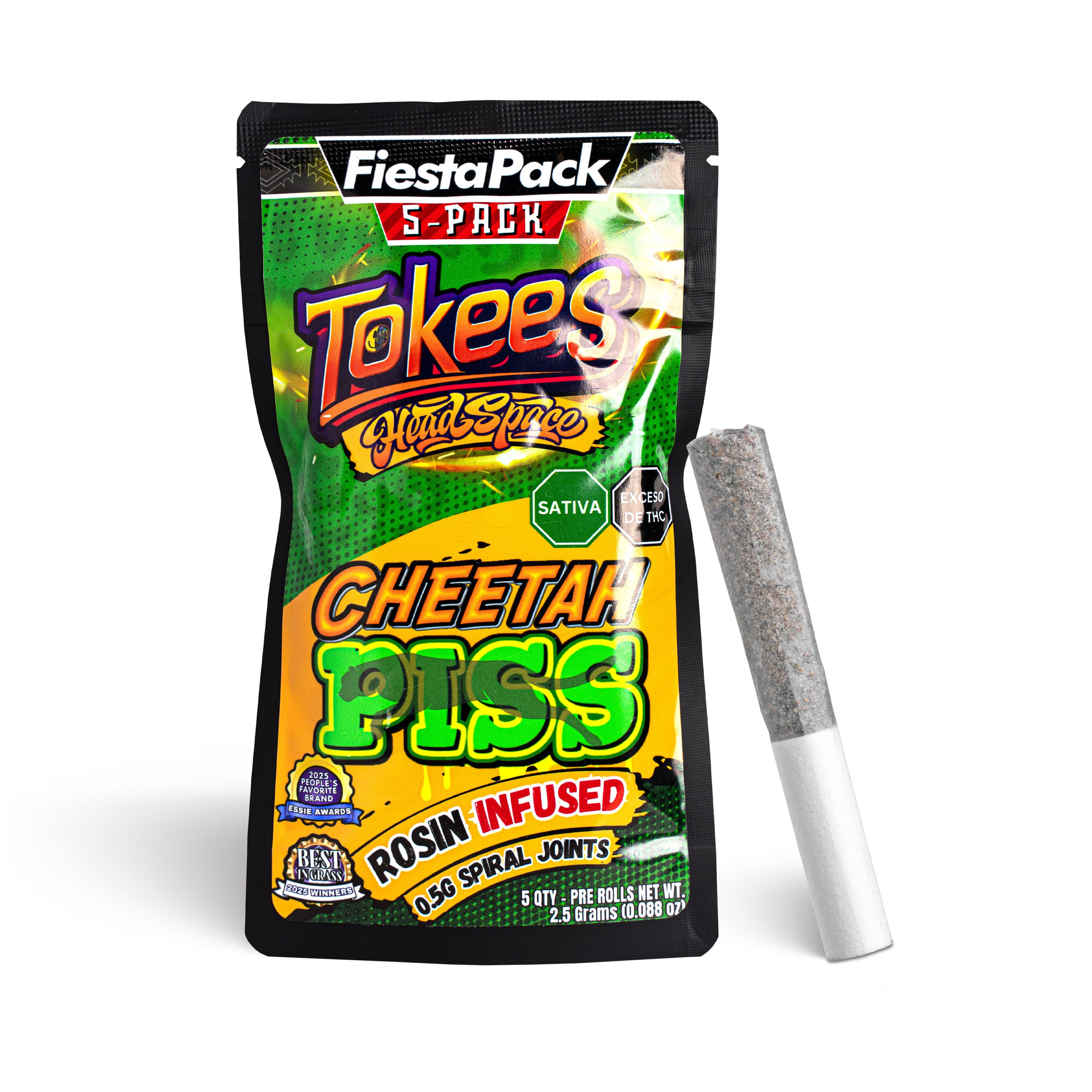 Head Space Distribution Cheetah Piss Tokees Rosin Infused Pre-Roll - 5 Pack
