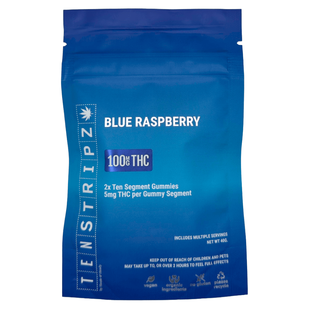 Haute & Heady 10 Stripz- Blue Raspberry Gummies 100mg