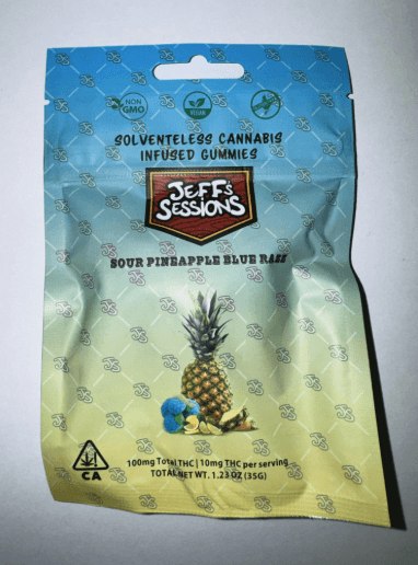Jeff's Sessions Sour Blue Razz Pineapple | 100mg Solventless Gummies