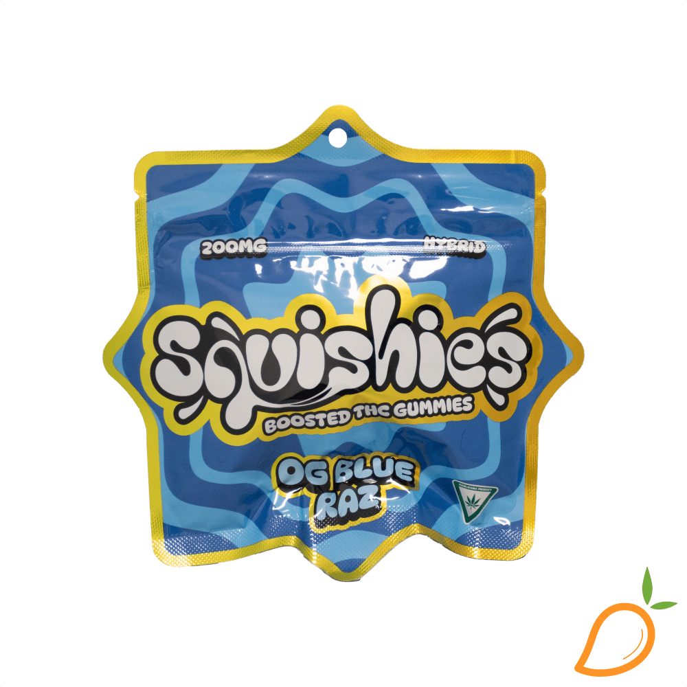 Squishies 200mg Blue Raz Boosted THC Gummies Squishies