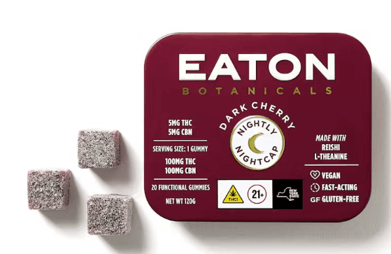 Eaton Botanicals Dark Cherry - 20 Pack 5MG 1:1 THC/CBD Gummies (100MG)