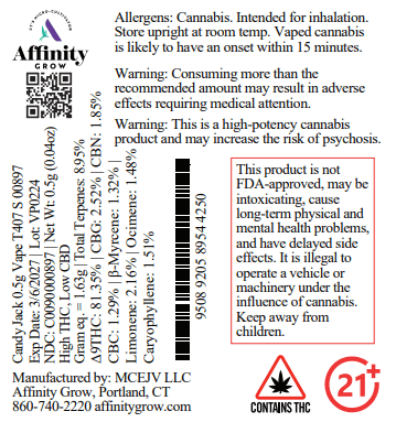 Affinity Grow Candy Jack | Vape Cart | 0.5g | 00897