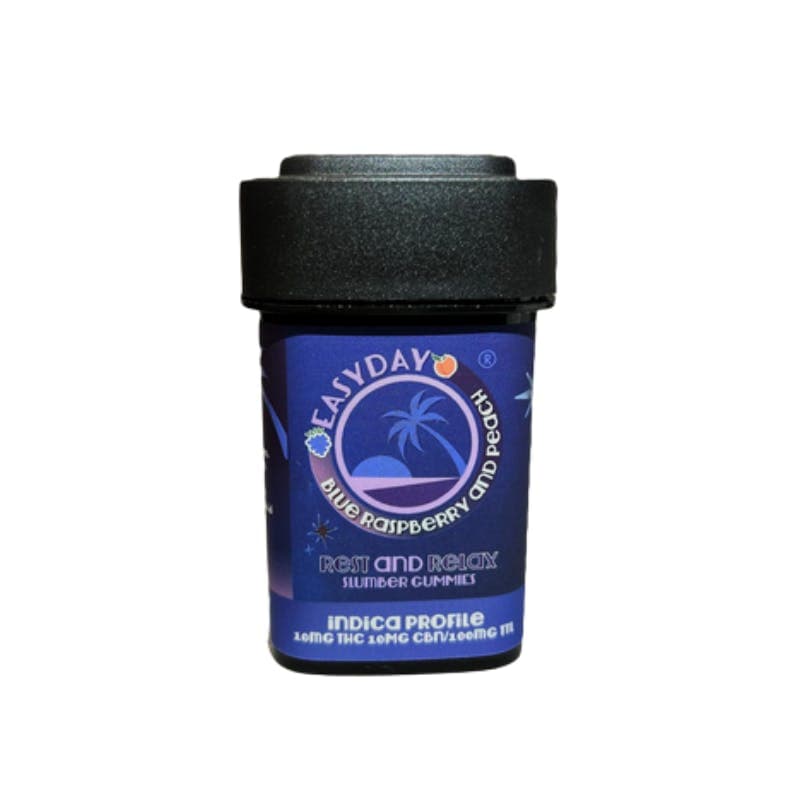 EasyDay Edibles Blue Raspberry & Peach | Slumber (100mg THC:100mg CBN) - 10 Pack