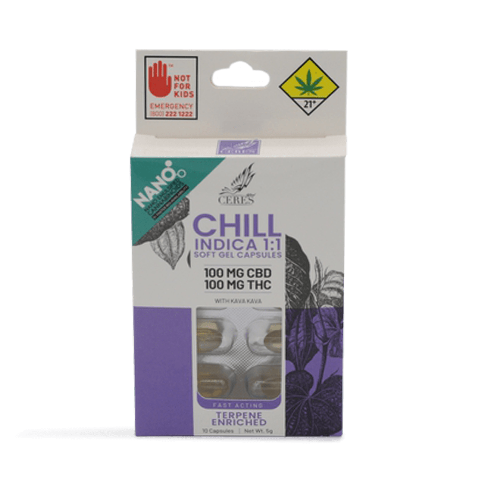 Ceres Chill Indica 2:1 Capsules- 10x 200 mg - Ceres