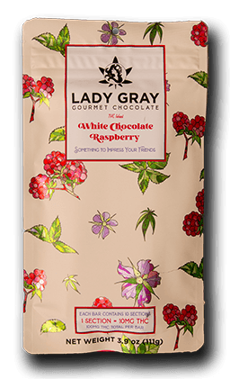 Lady Gray Raspberry White Chocolate Bar - 100 mg, 10pk