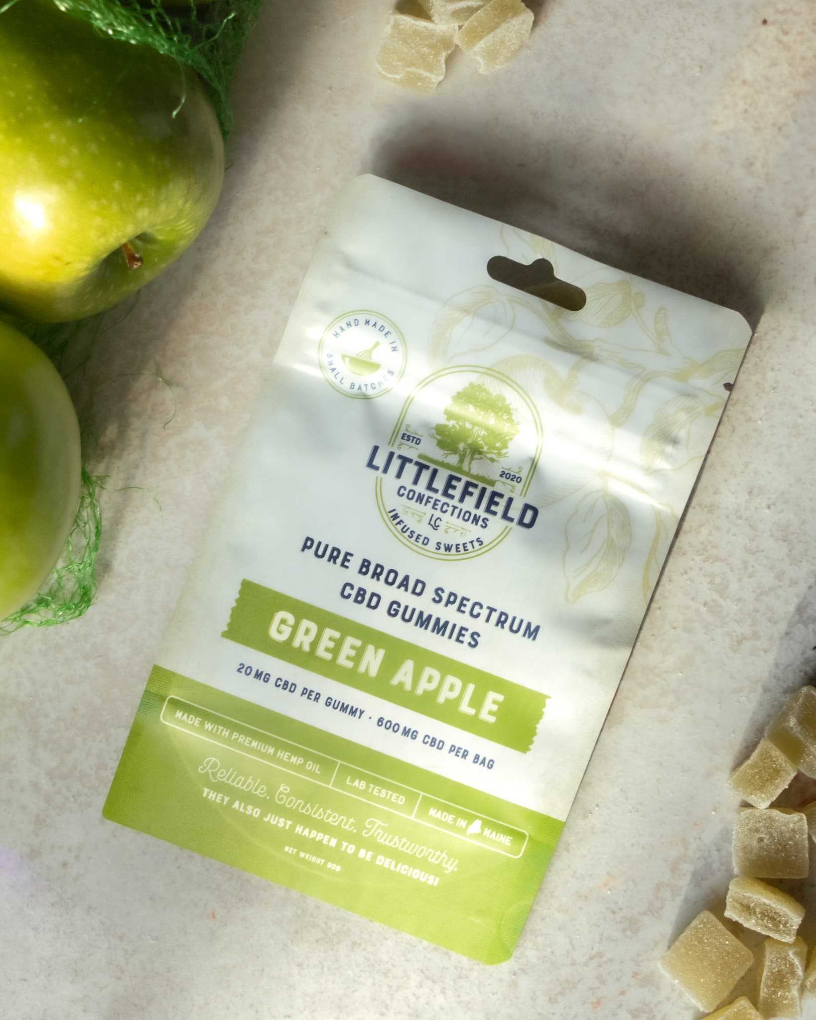 Littlefield Confections 600mg CBD Gummies - Green Apple