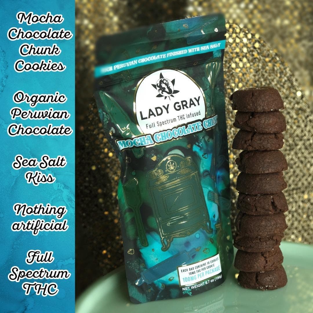 Lady Gray Mocha Chocolate Chunk Cookies - 100mg, 10pk