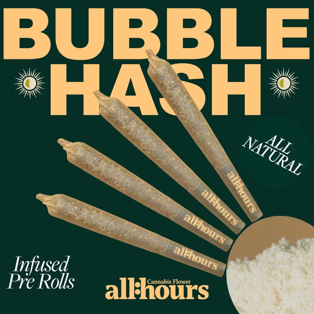 all:hours Air HDZ | 4pk Bubble Hash Infused Pre-roll | 0.4g each | 41647