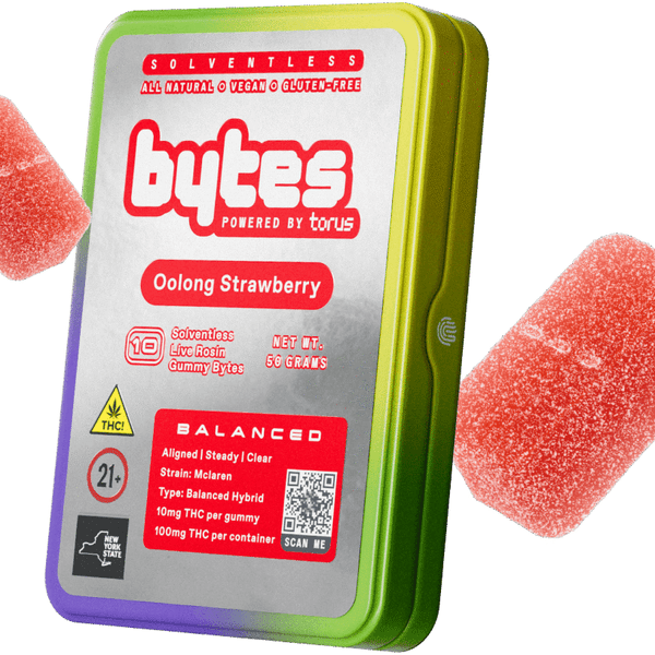 Bytes Oolong Strawberry Balanced Live Rosin Gummies 10pk - 100mg