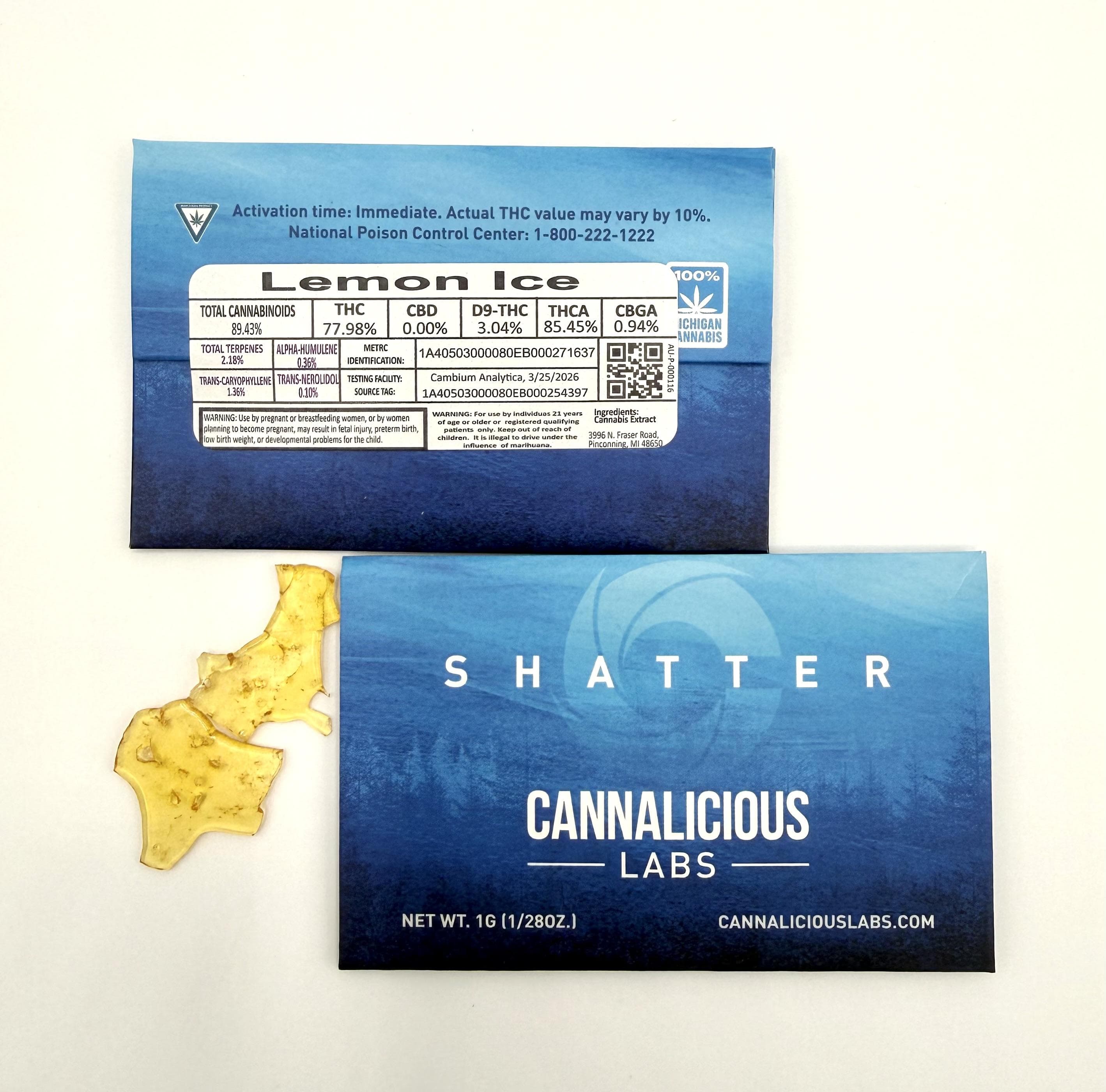 Cannalicious Labs Shatter 1g - Lemon Ice