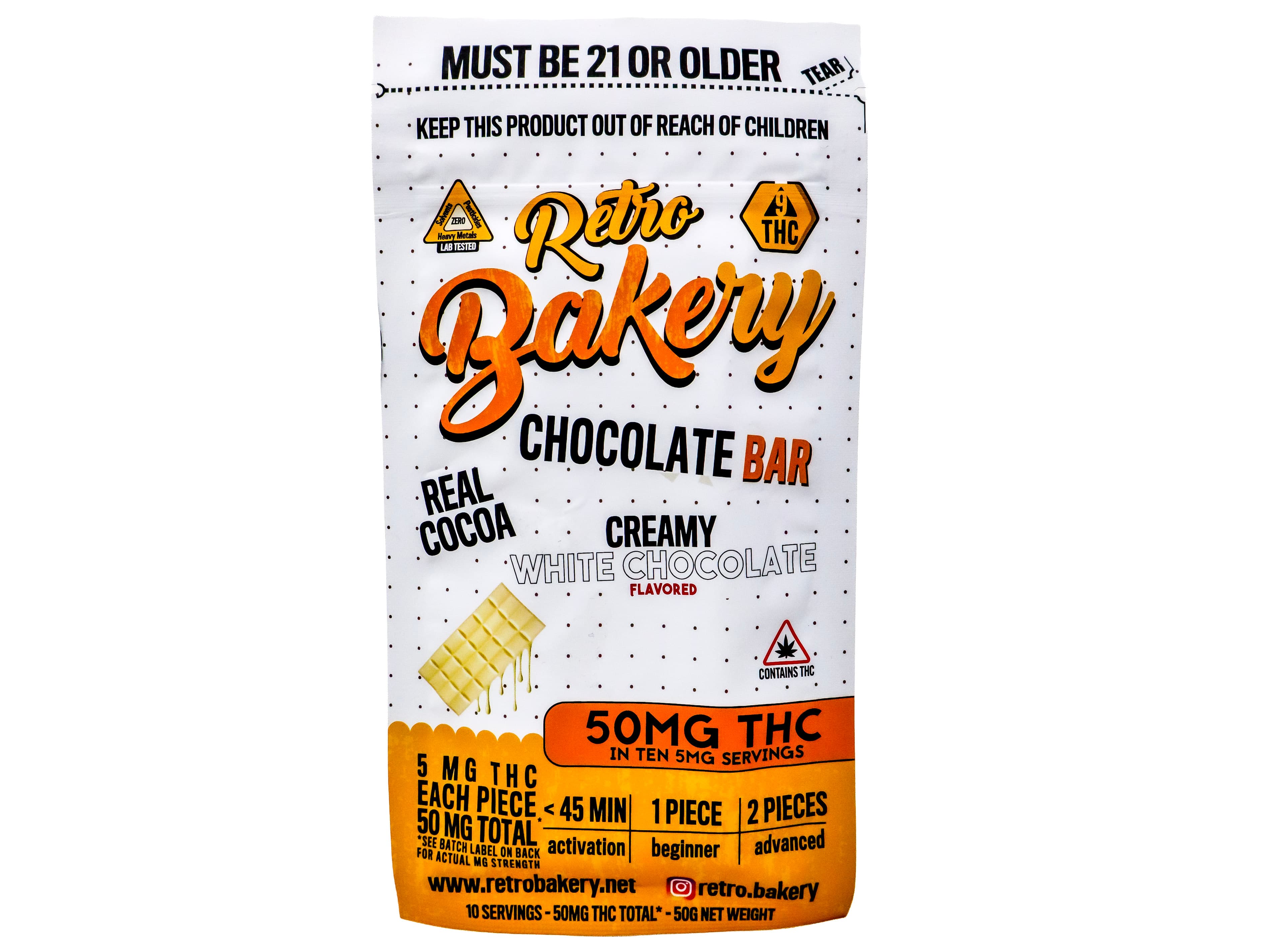 Retro Bakery RBR Creamy White Chocolate Bar 10pk 50mg THC 2330841380
