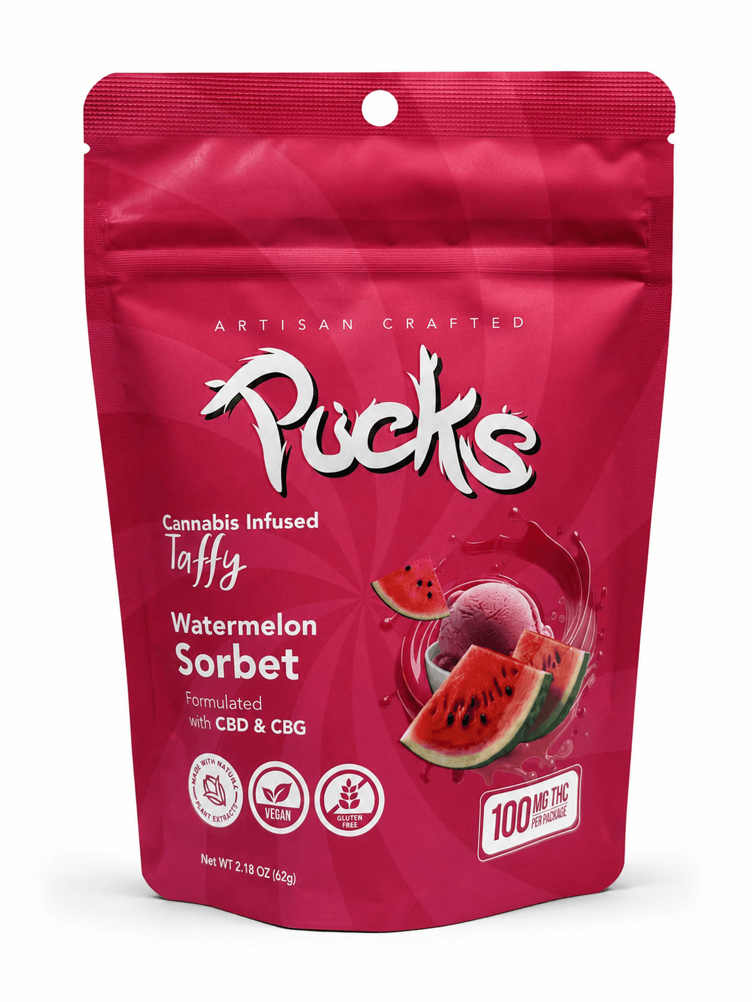 Pucks Watermelon Sorbet | Taffy | 10 x 10mg
