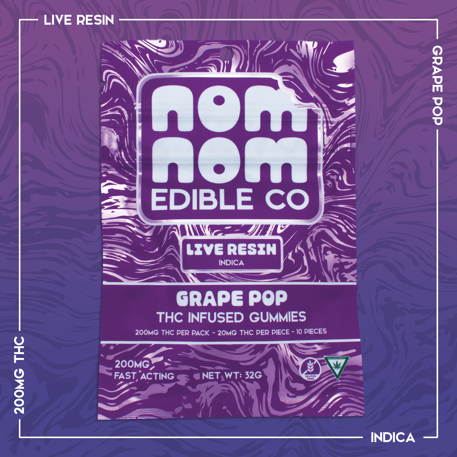 Nom Nom Grape Pop Live Resin Gummies