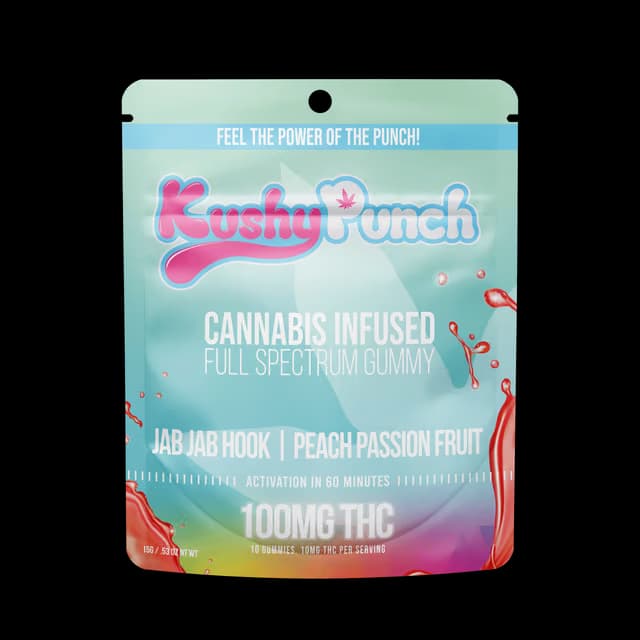 Kushy Punch Peach Passion Fruit | 100mg Jab Jab Hook Gummy