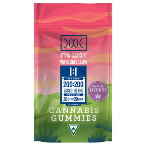 Dixie Dixie Synergy Watermellow Hybrid Gummies 200mg THC : 200mg CBD
