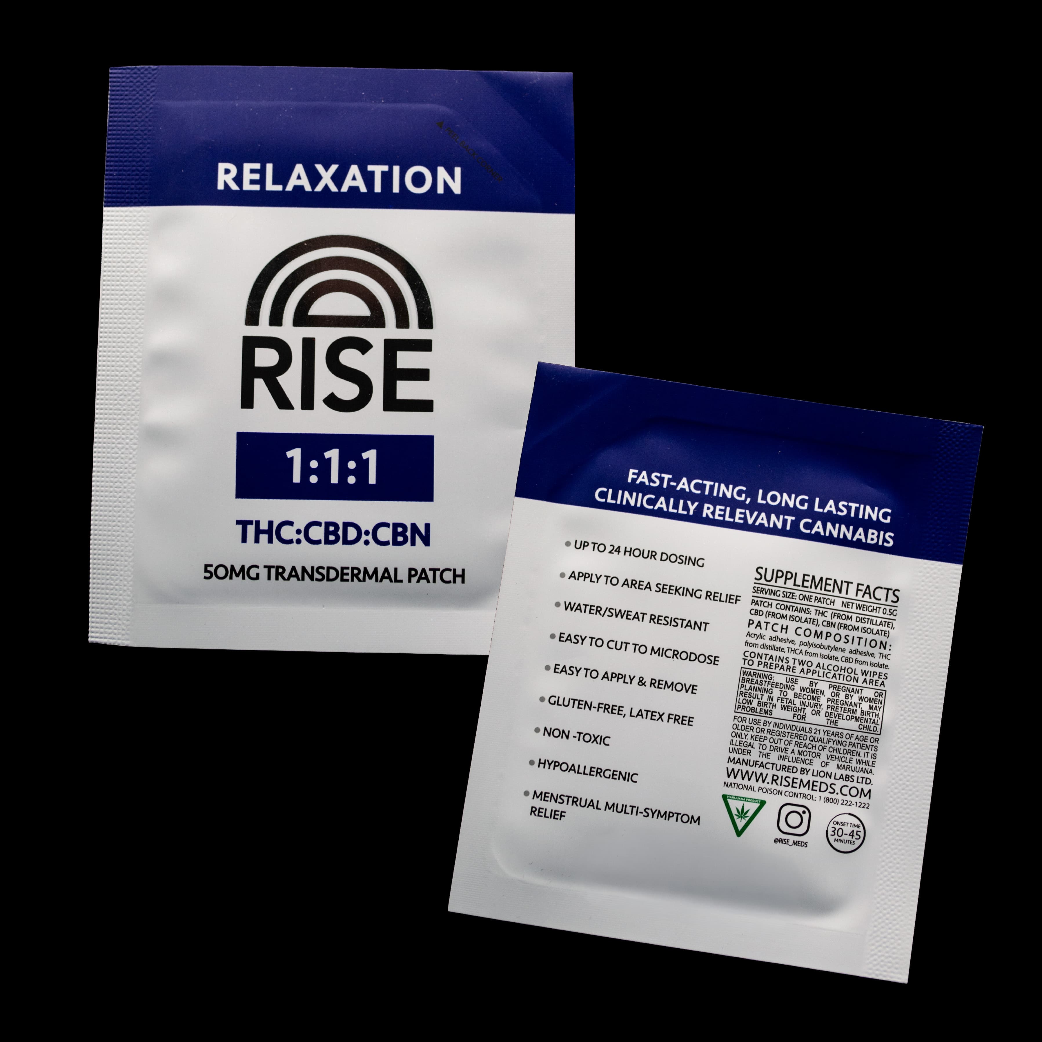 RISE Relaxation - Transdermal Patch - THC/CBN/CBD - 1:1:1 - 50mg