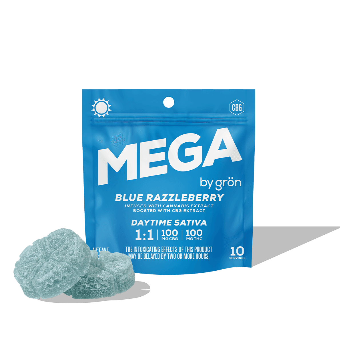 Grön 1:1 Blue Razzleberry Mega Discs - CBG/THC