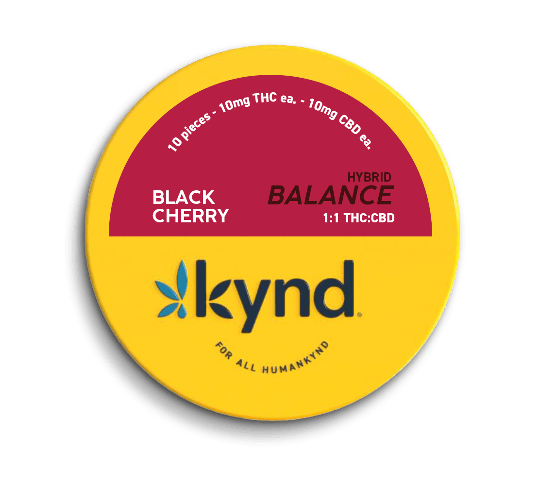 KYND Balanced Black Cherry 1:1 THC:CBD - 100mg 10pk Gummies