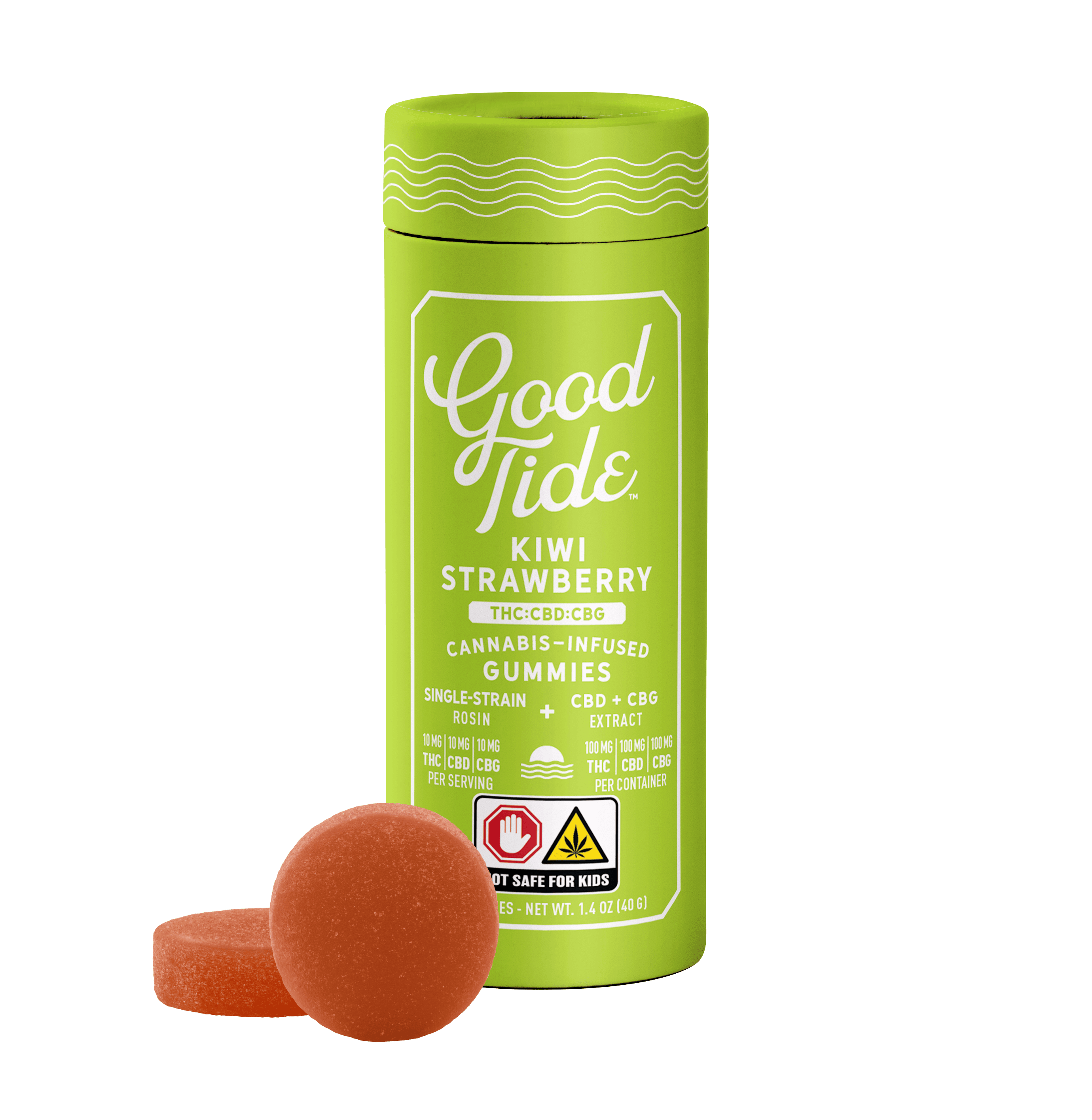 Good Tide Kiwi Strawberry | 1:1:1 THC:CBD:CBG | 10pk Solventless Soft Lozenges