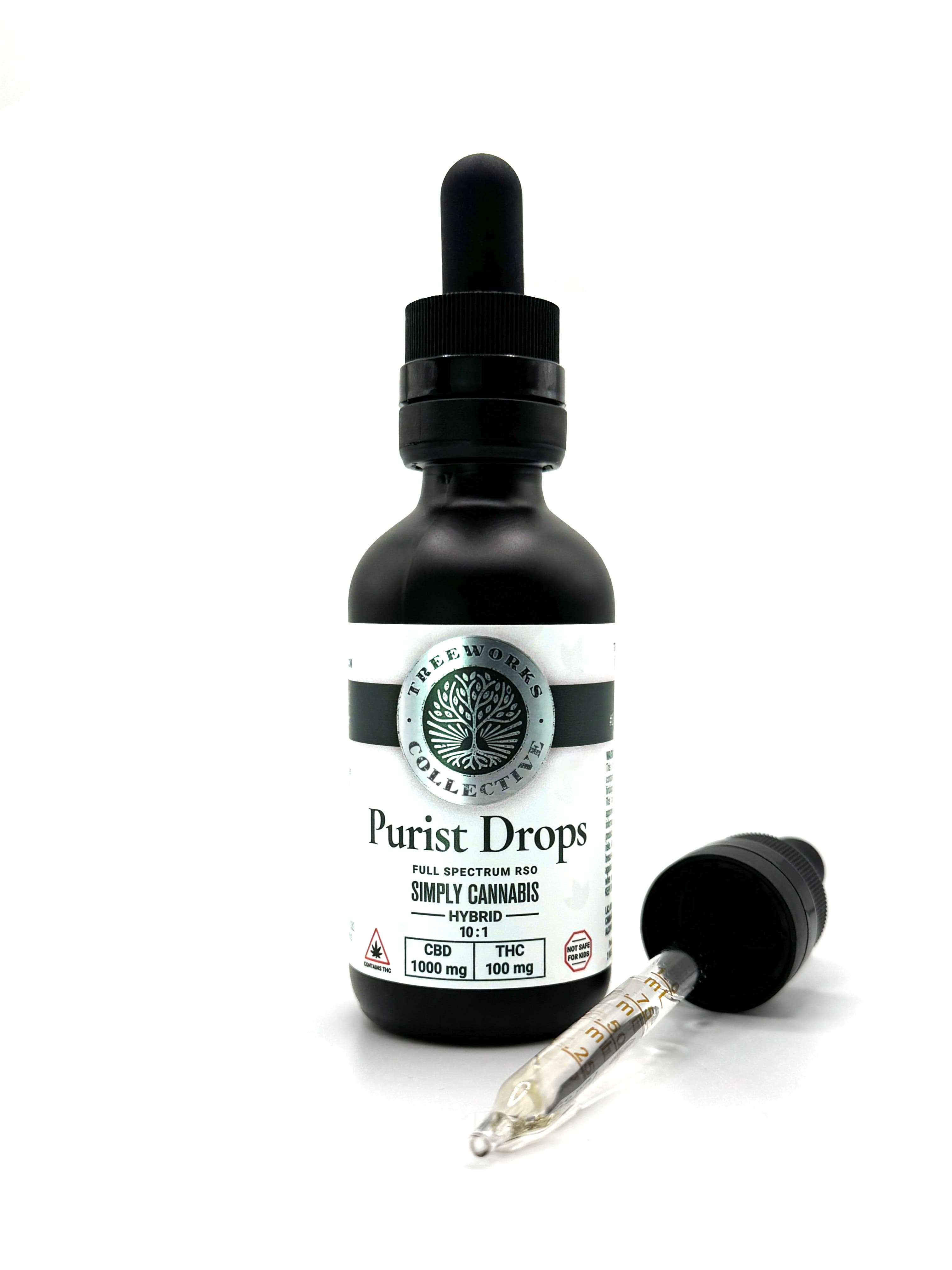 Treeworks Purist Drops | 10:1 CBD:THC | RSO-Infused Tincture