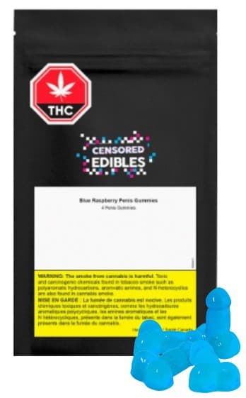 Censored Edibles Blue Raspberry Penis Soft Chews - 4 x 2.5mg