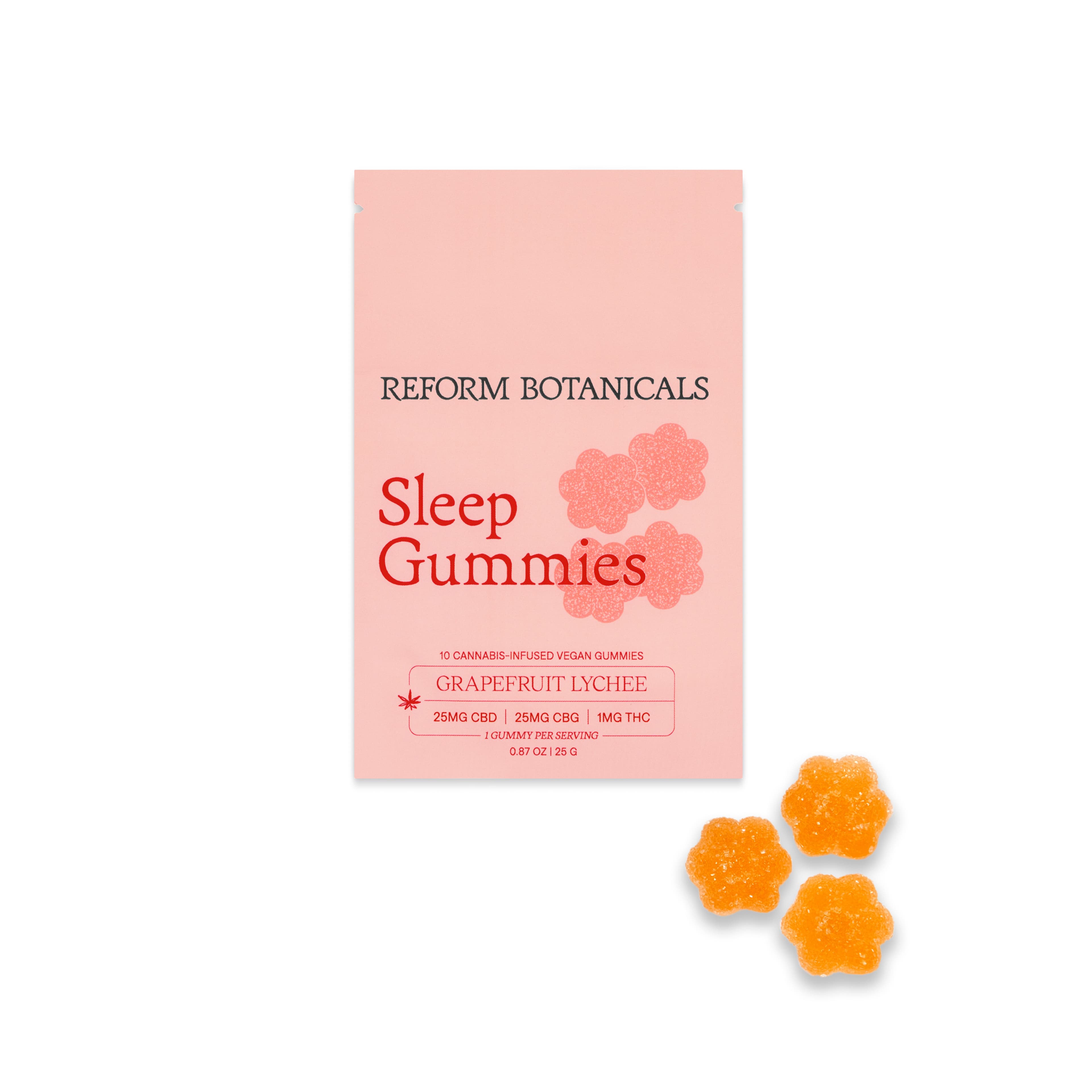 Reform Botanicals Reform Botanicals-Sleep Full Spectrum CBD + CBG Gummies, Grapefruit Lychee, 10 Count