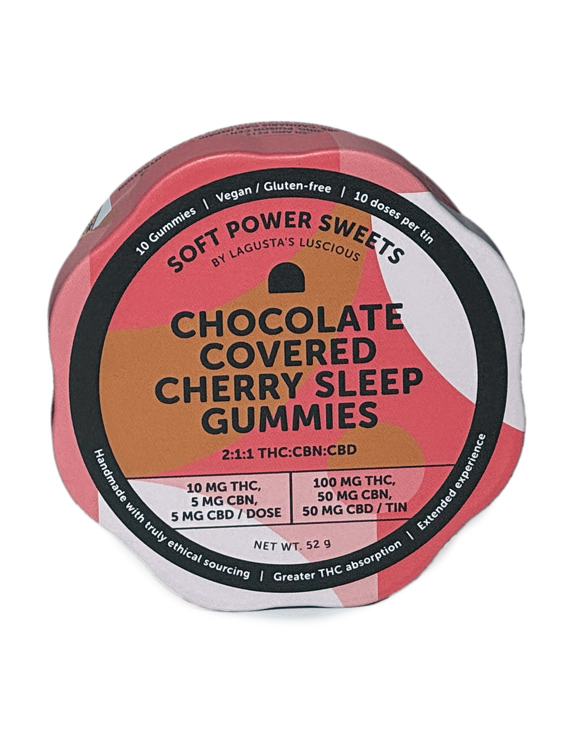 Soft Power Sweets Chocolate Covered Cherry "Sleep" | Indica | Gummies | 10pk | 100mg