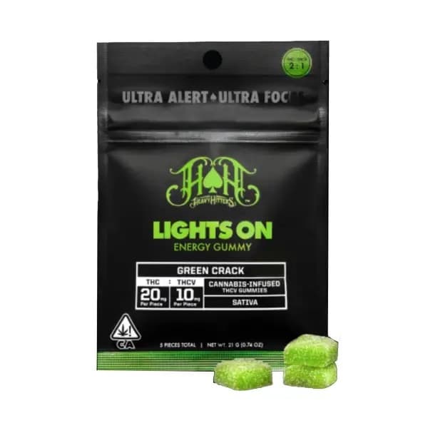 HEAVY HITTERS Green Crack | Sativa - Lights On THCV Energy Gummies - 100mg THC | 50mg THCV