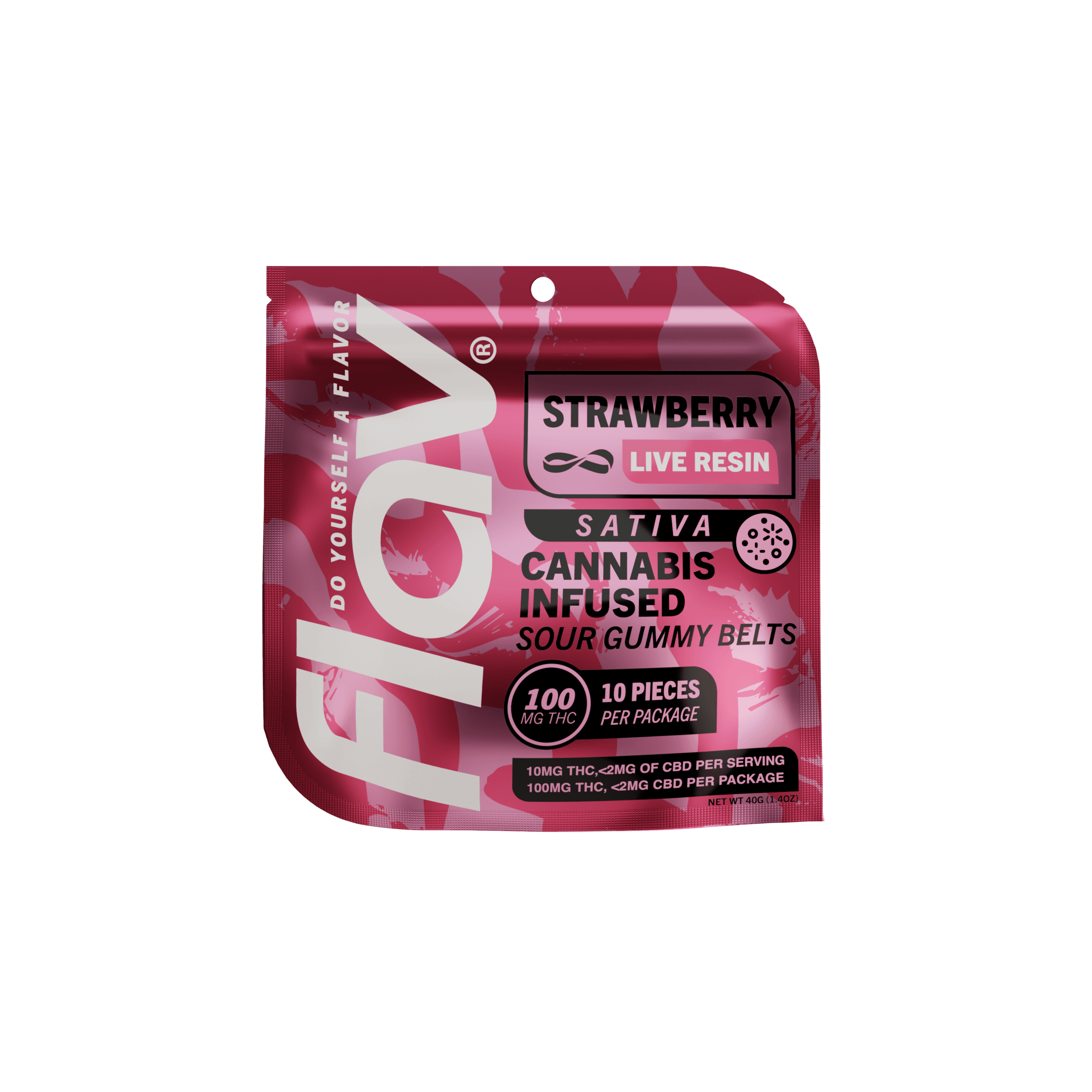 FLAV Strawberry Belts - Live Resin - 100mg - Sativa