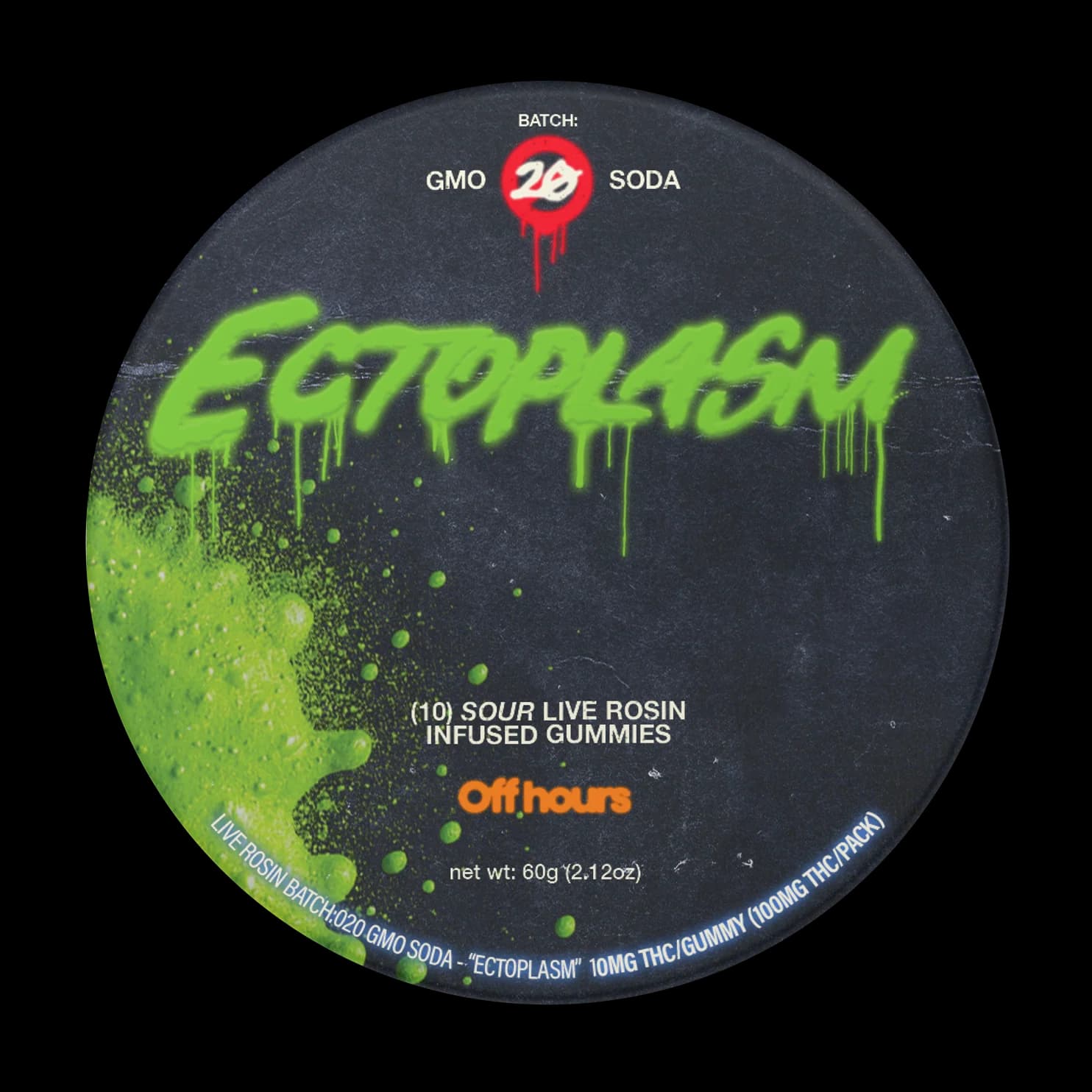 Off Hours Live Rosin Gummies Batch 020 | GMO Soda | Ectoplasm
