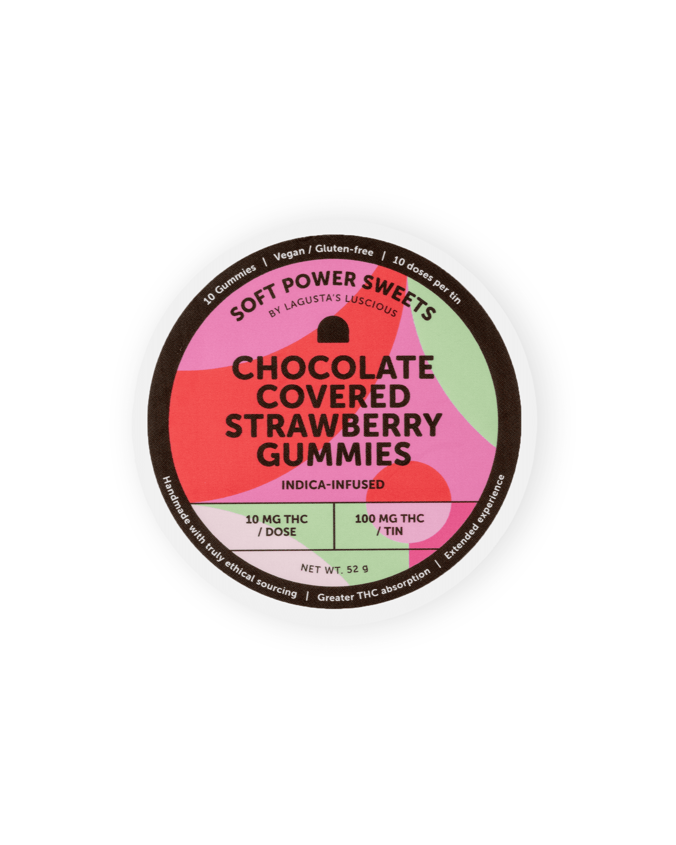 Soft Power Sweets Chocolate Covered Gummies | STRAWBERRY | 10-Pack