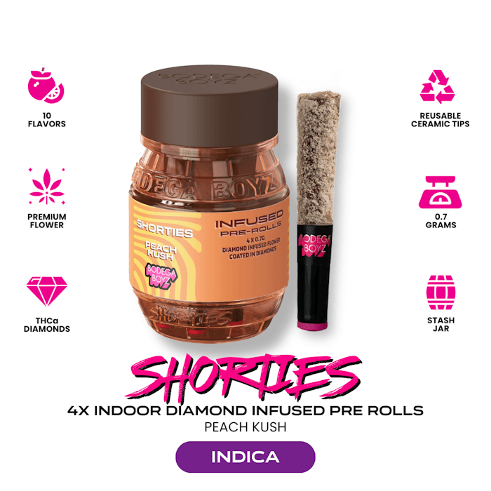 Bodega boyz Peach Kush - 4 Pack Diamond Coated & Infused