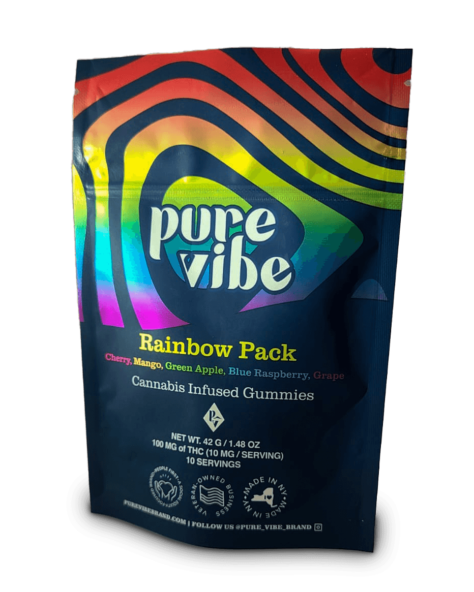 Pure Vibe 100mg Live Rosin Gummies | Rainbow Pack