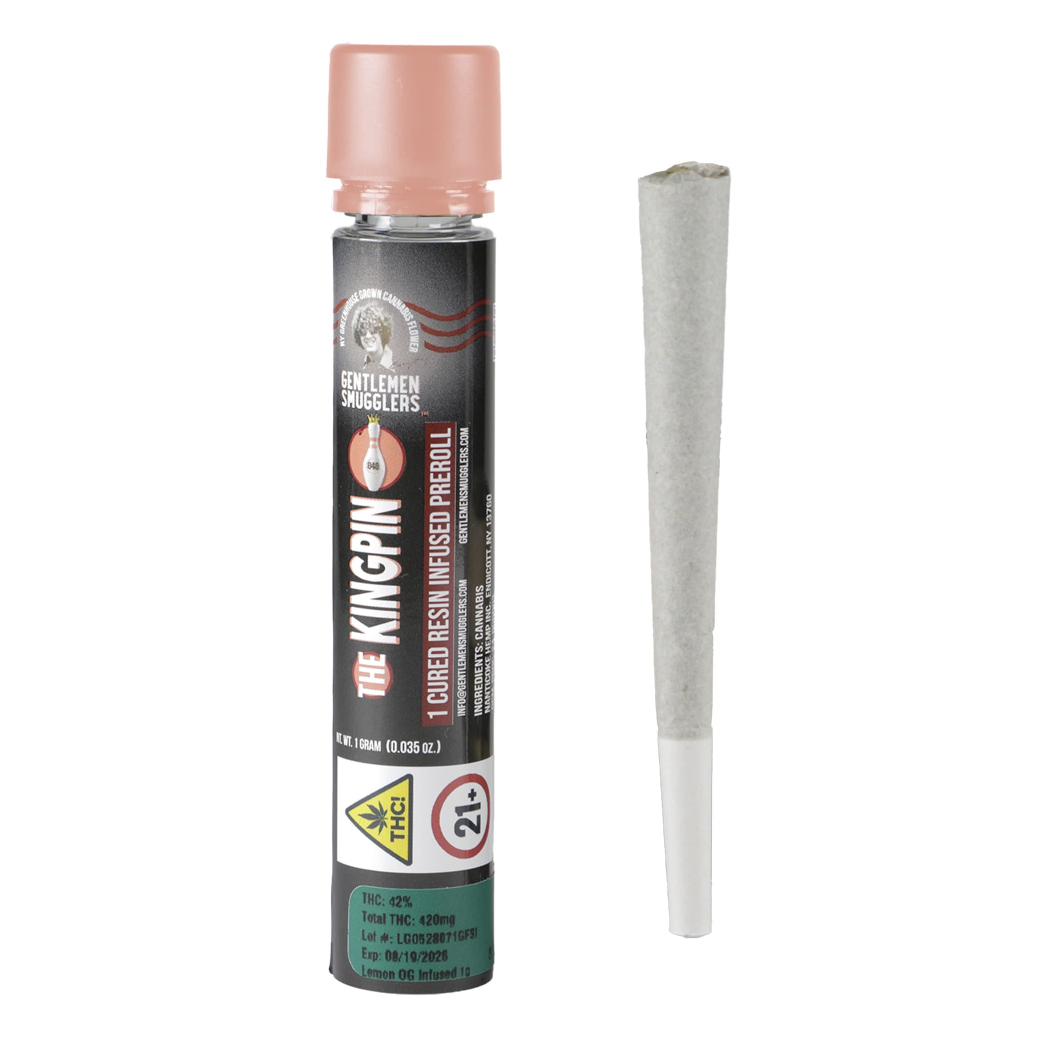 Gentlemen Smugglers Gentlemen Smugglers Lemon OG KINGPIN Cured Resin Infused Preroll 1g