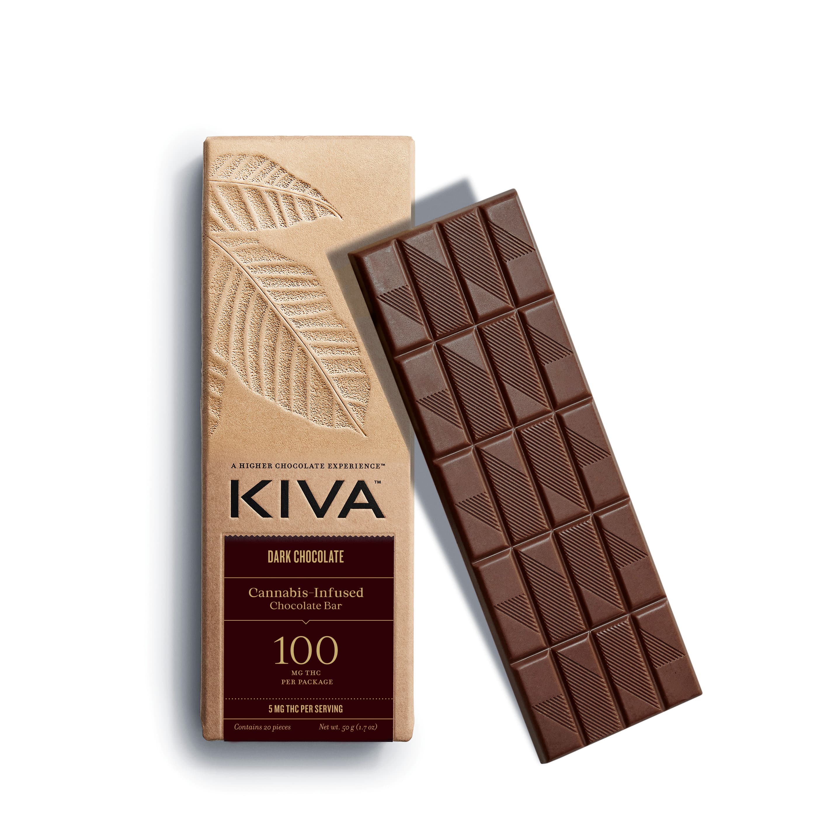 Kiva Dark Chocolate - 20pk Chocolate - 5mg