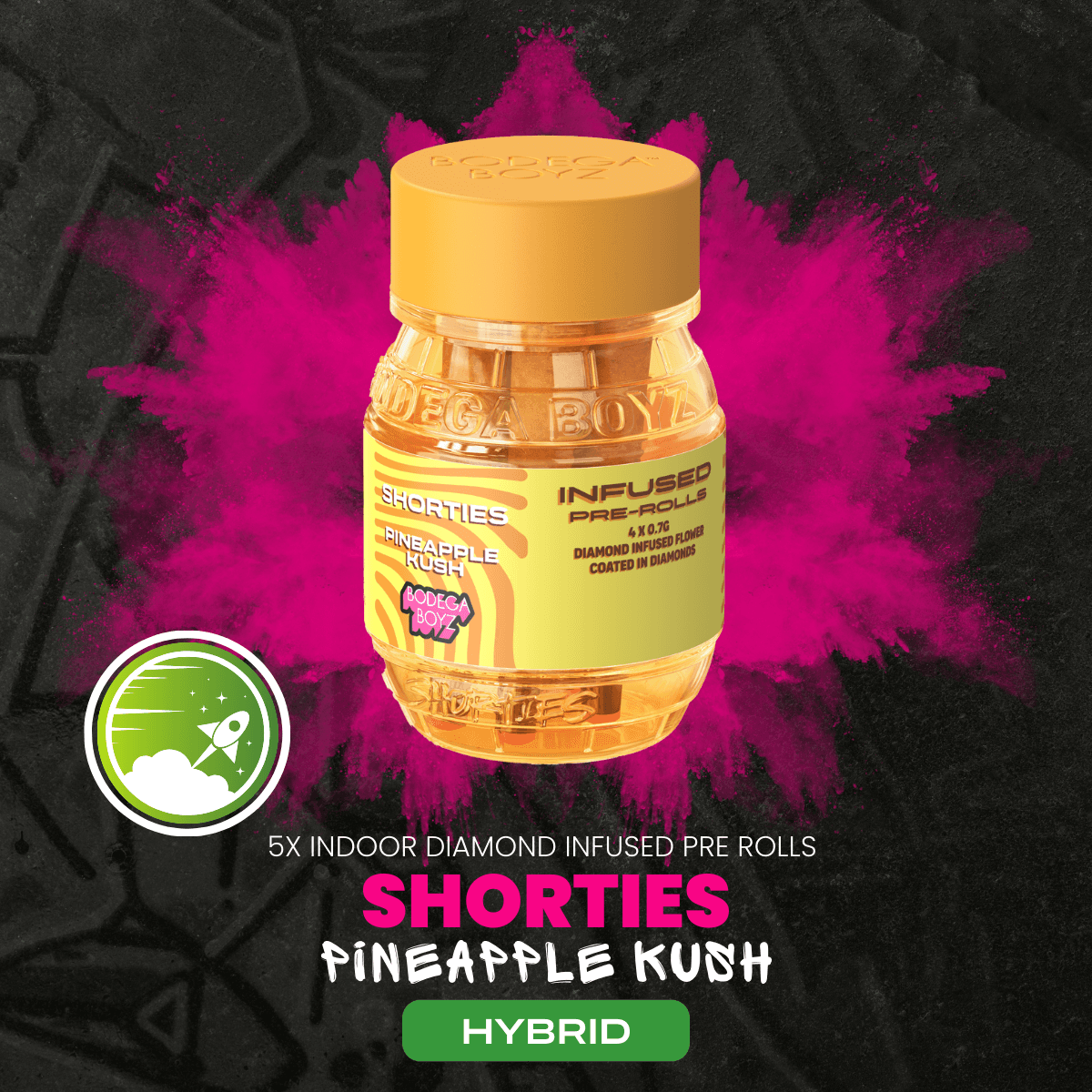 Bodega boyz Pineapple Kush - 4 Pack Diamond Coated & Infused