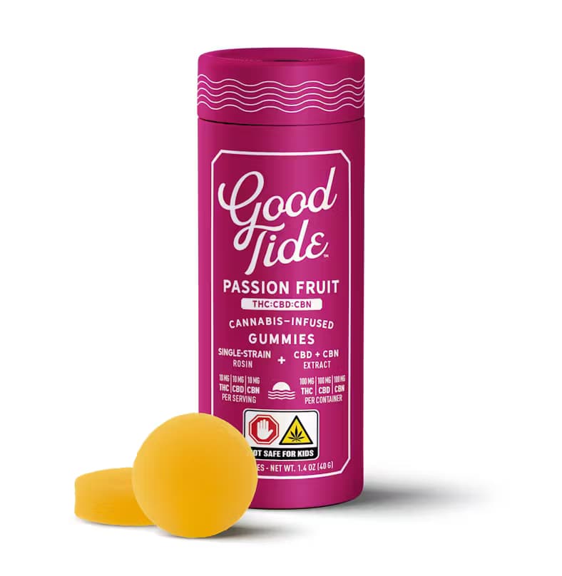 Good Tide Passionfruit | 1:1:1 THC:CBD:CBN Gummies | 100MG