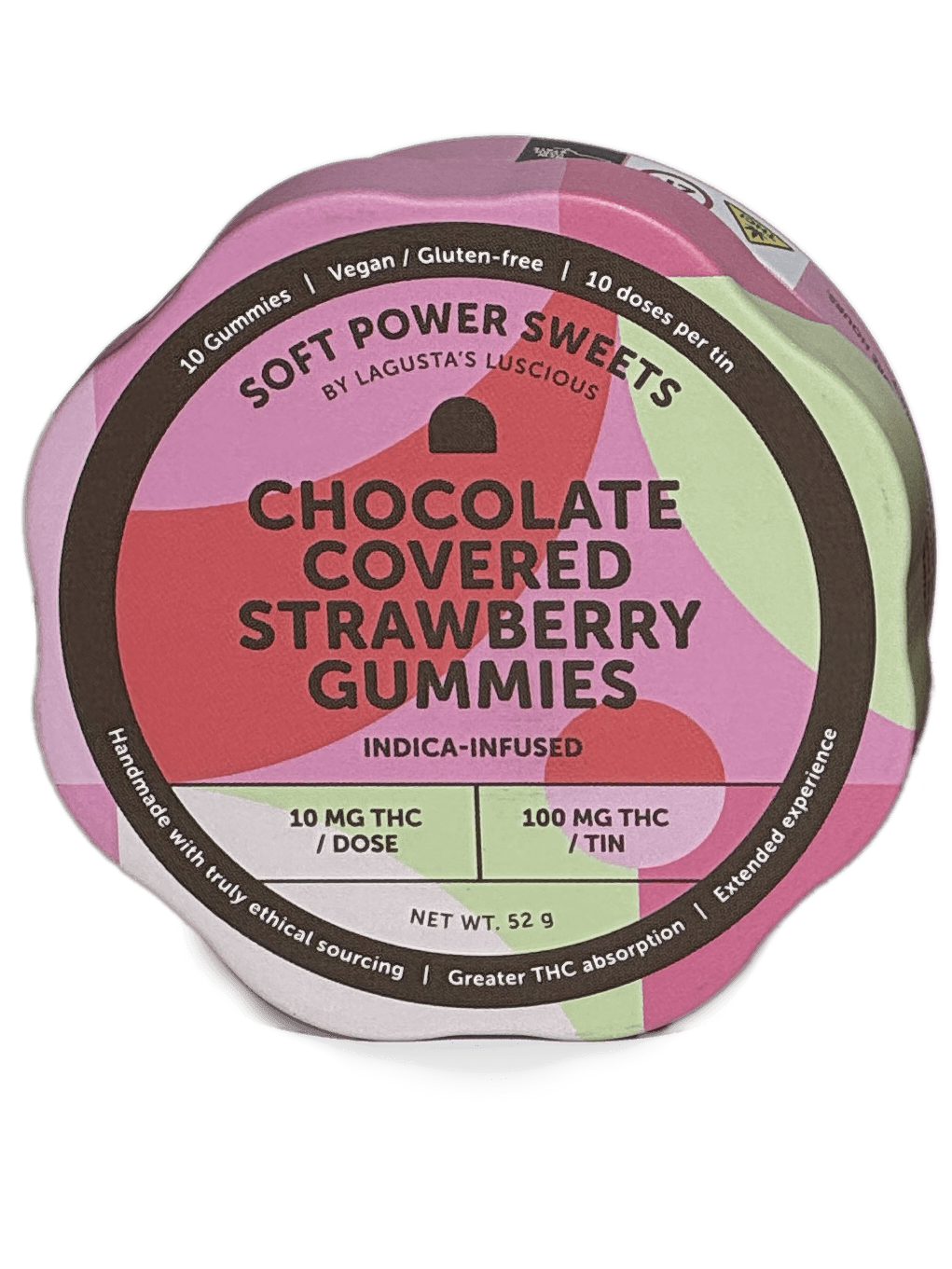 Soft Power Sweets Chocolate Covered Gummies | STRAWBERRY | 10-Pack